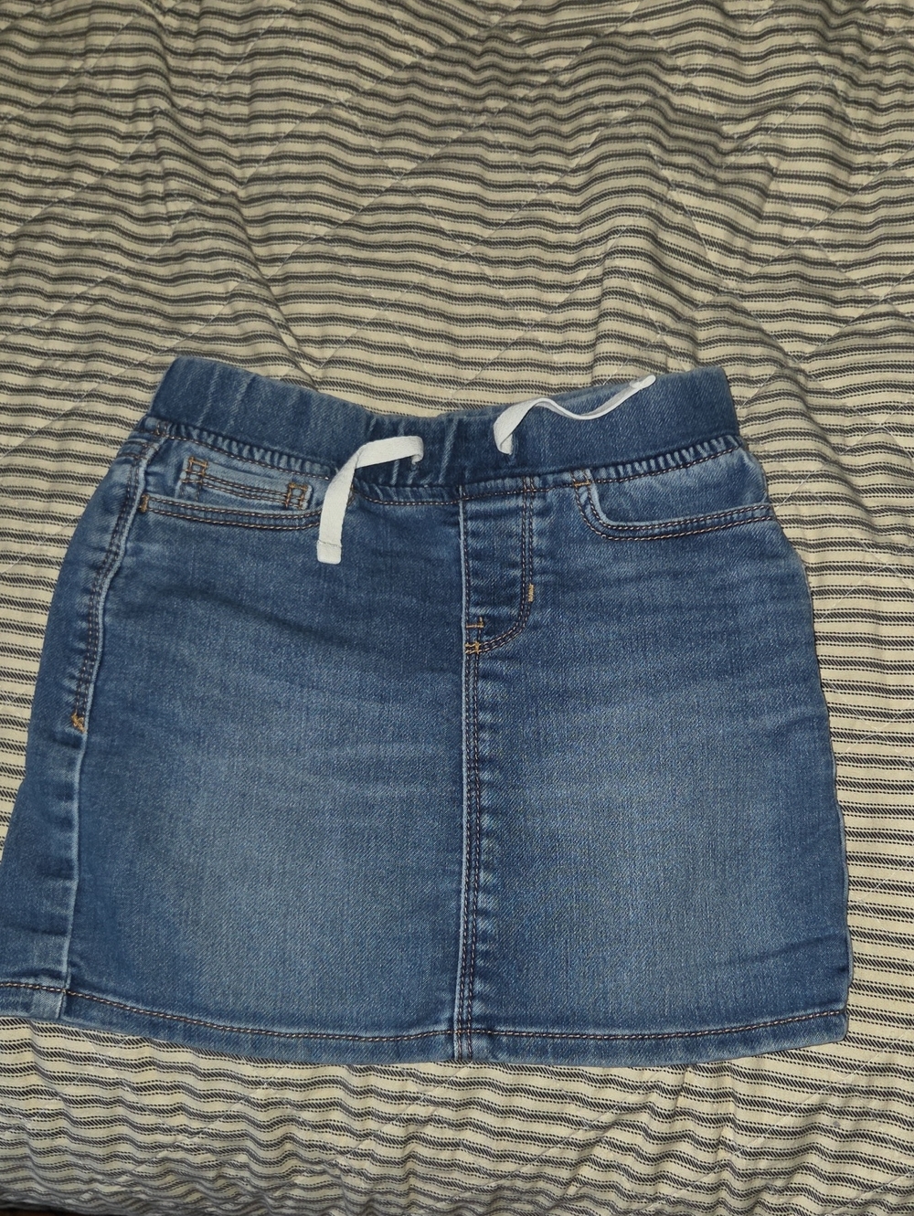 GAP Girls Blue Denim Skirt with White Drawstring